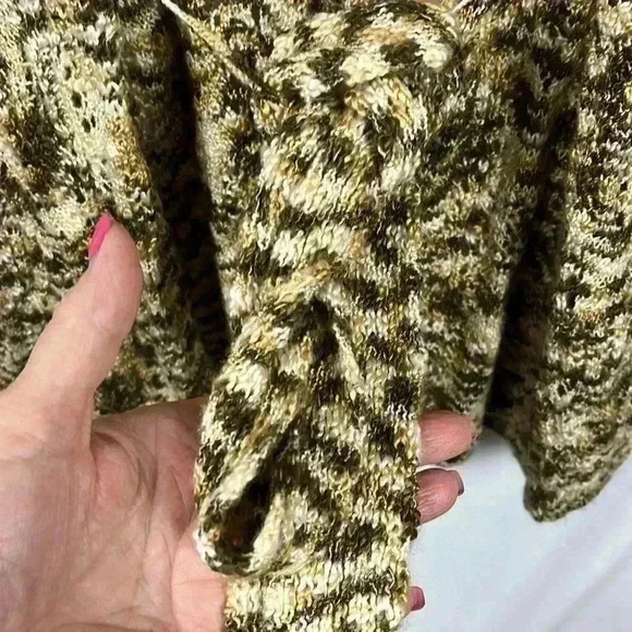 JH Collectibles Open Cardigan Long Loose Knit Brown & White Weave Belt Size S - Picture 9 of 10